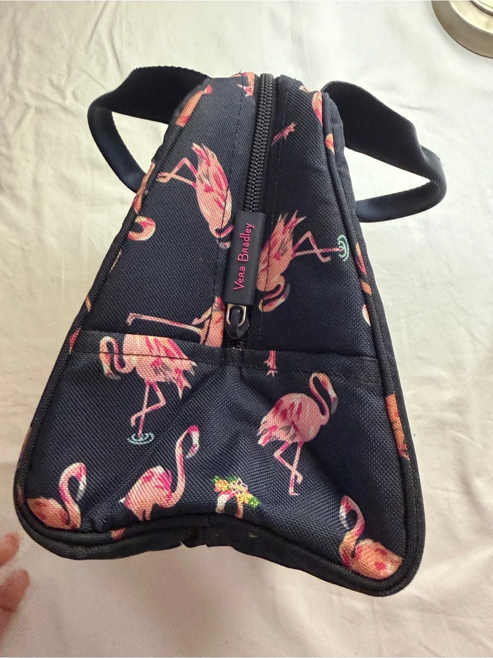 Vera Bradley Navy with Pink Flamingo Cosmetic Tote